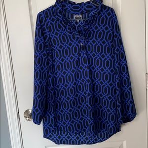 Mud Pie Whitney Ruffle Tunic Blue/Bk